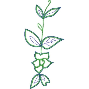 绿色植物刺绣图案