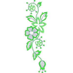 绿色植物刺绣图案