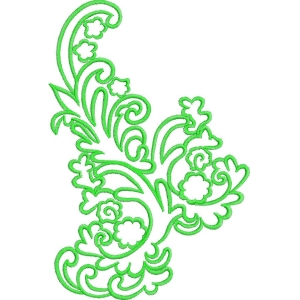绿色刺绣花卉图案