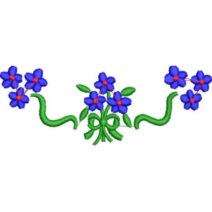 蓝色花朵刺绣图案