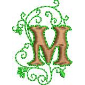 绿色藤蔓装饰的字母M