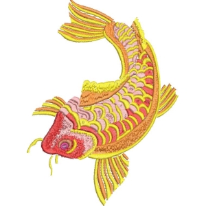 彩色刺绣锦鲤图案