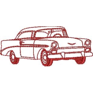 红色线条复古汽车图案
