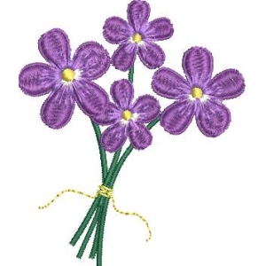 紫色花朵刺绣花束
