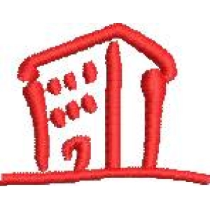 红色房屋刺绣图案