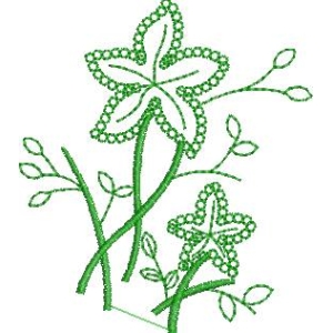 绿色刺绣花卉图案