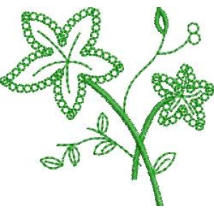 绿色刺绣花卉图案