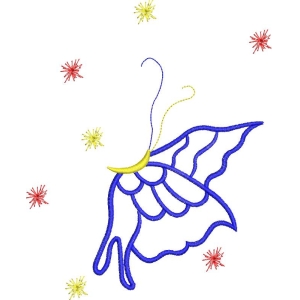蓝色蝴蝶与烟花图案