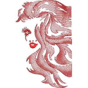 红色线条女性侧脸