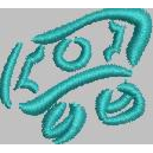 青色刺绣数字图案