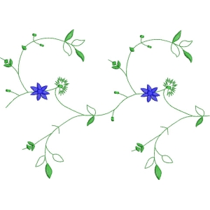 蓝色花朵藤蔓图案