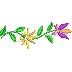 彩色花卉刺绣图案