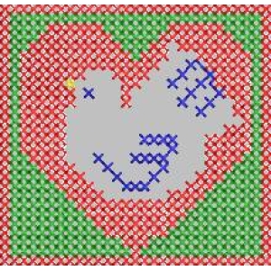 十字绣爱心鸽子图案