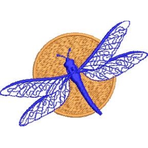 蓝色蜻蜓图案刺绣设计