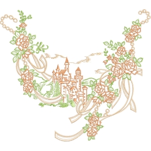 玫瑰花环城堡刺绣图案