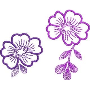 紫色花卉刺绣图案