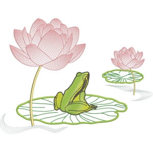 青蛙与荷花图案
