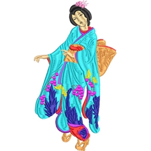 和服女子刺绣图案