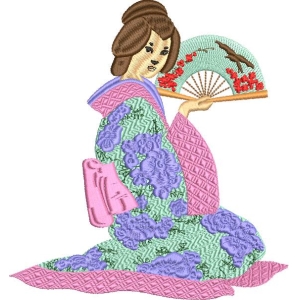 和服女子持扇图