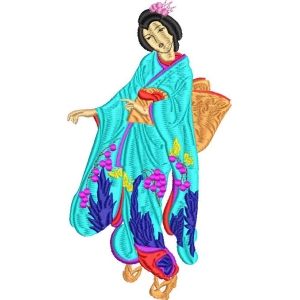和服女子刺绣图案