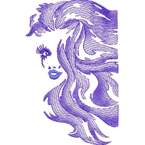 紫色长发女性侧脸剪影