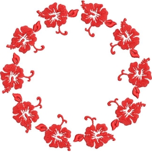 红色芙蓉花环图案