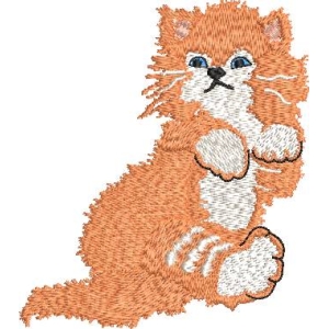 橙色小猫刺绣图案