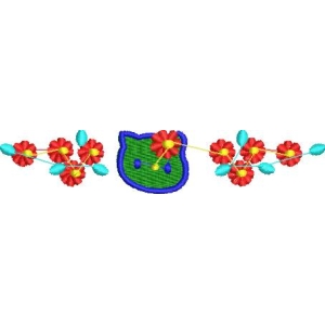 刺绣花朵与猫头图案