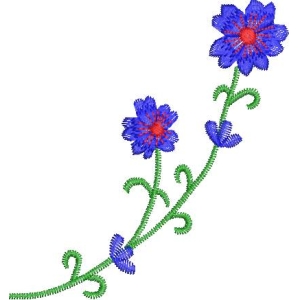 蓝色花朵刺绣图案