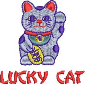 招财猫图案刺绣
