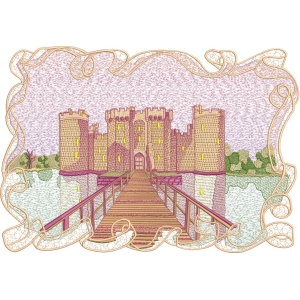 城堡桥景刺绣画