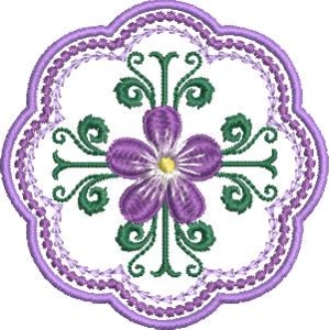 紫色花卉刺绣图案