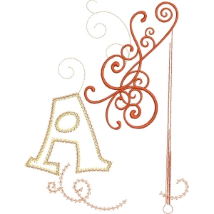 刺绣字母A与装饰花纹