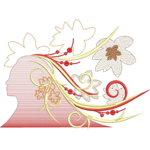 女性侧影花卉刺绣图案_zbw5160