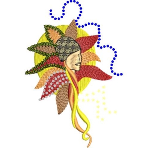 刺绣风格太阳女神图案