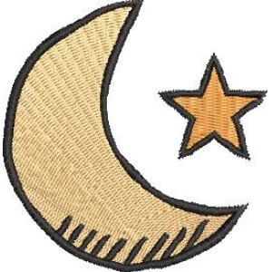 月牙与星星刺绣图案
