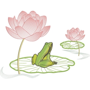 青蛙与荷花图案