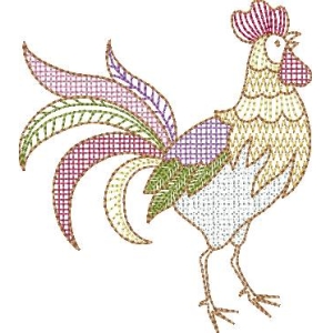彩色刺绣公鸡图案