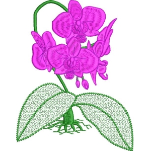 紫色兰花刺绣图案