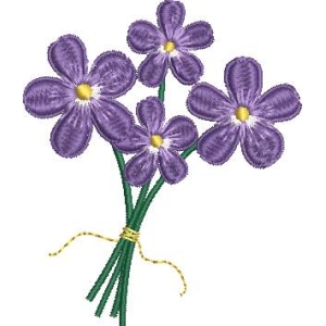 紫色花朵刺绣花束