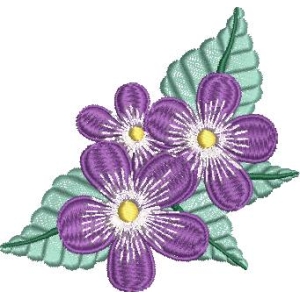 紫色花朵刺绣图案