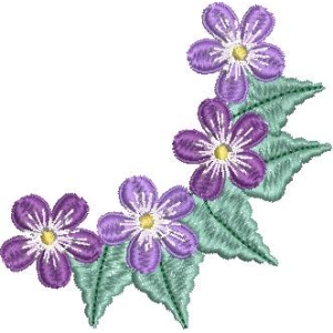 紫色花朵刺绣图案