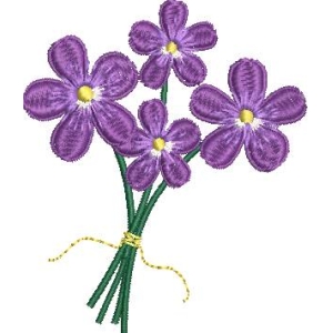 紫色花朵刺绣图案