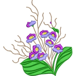 紫色花朵刺绣图案