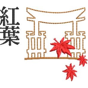 红叶与鸟居的秋日图景