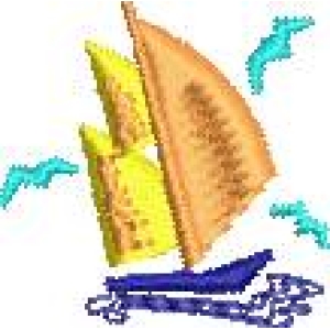 帆船在海浪中航行