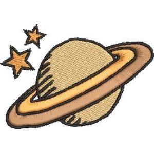 土星与星星刺绣图案