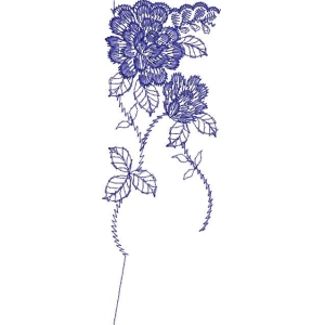 蓝色花卉刺绣图案