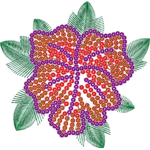 彩色圆点构成的花卉图案