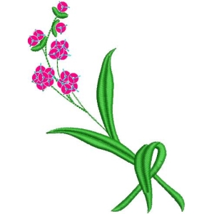 粉色花朵与绿色茎叶装饰